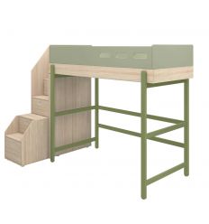 FLEXA High bed with staircase Popsicle kiwi 