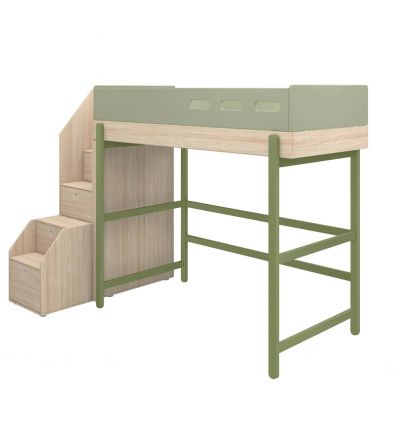 FLEXA High bed with staircase Popsicle kiwi 