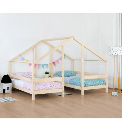 BENLEMI Wooden House Bed for Two Children VILLY (natural) 