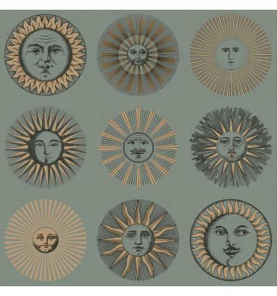 FORNASETTI wallpaper Soli sage and rose gold 