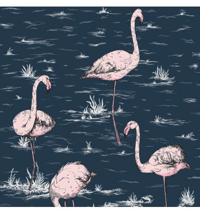cole & son - wallpaper flamingos (ink/pink) 