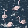 cole & son - carta da parati fenicotteri flamingos (ink/pink)