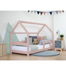BENLEMI montessori house bed tery with security rail (pastel pink)