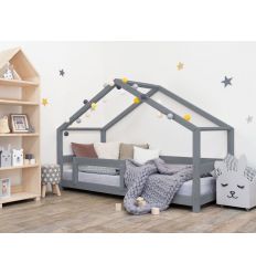 BENLEMI montessori house bed lucky with security rail (grey) 