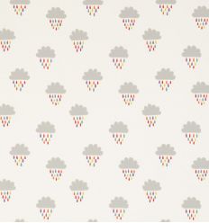 scion - tessuto d'arredo ricamato nuvole e pioggia april showers (poppy/tangerine/sunshine)