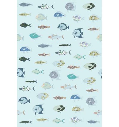 inke - murale in carta da parati pesci vissen blauw