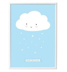 A LITTLE LOVELY COMPANY poster cloud (light blue) Sale Online