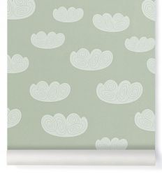 ferm living - carta da parati nuvole cloud (verde menta)