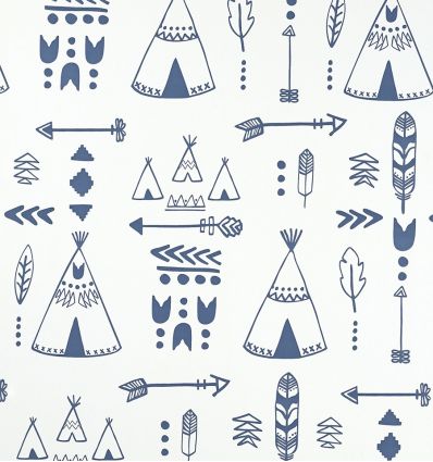 HIBOU HOME carta da parati teepees (indigo/white), spedizione