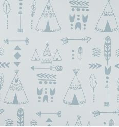 HIBOU HOME wallpaper teepees (storm green/grey) 