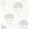 scion - carta da parati nuvole e pioggia "april showers" (slate/pickle/paper)