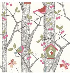 BORASTAPETER carta da parati foresta cherry friends (rosa)