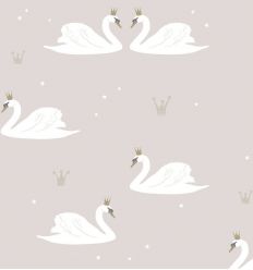 hibou home - wallpaper "swans" (pale rose)