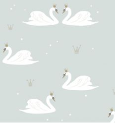 hibou home - carta da parati cigni swans (mint)