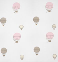 casadeco - embroidered fabric balloons montgolfieres brodees (rose)