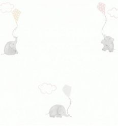 casadeco - carta da parati elefanti elephants (beige/grigio)