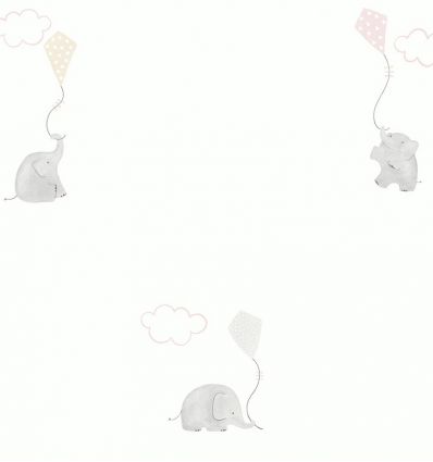 Casadeco Papel pintado Elefantes (rosa/gris)