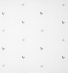 casadeco - embroidered fabric butterflies papillons brodes (rose/beige)