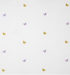 casadeco - embroidered fabric butterflies papillons brodes (mustard/mauve)