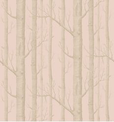 cole & son - carta da parati woods (powder pink/silver)