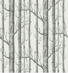 cole & son - carta da parati woods (black/white), spedizione