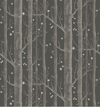 cole & son - wallpaper woods & stars (inky black/silver) 