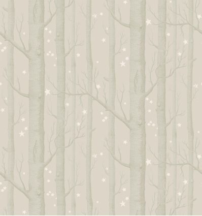 cole & son - carta da parati woods & stars (grey/white)