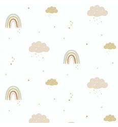 hibou home - wallpaper rainbows (mustard/rose)