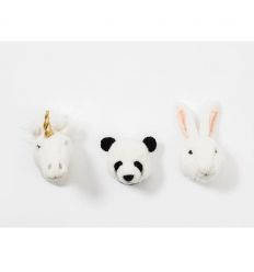 wild & soft - lovely box set of 3 mini head (unicorn/panda/bunny)