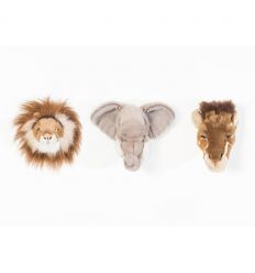 wild & soft - safari box set di 3 decorazioni da parete (leone/elefante/giraffa)