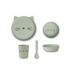 LIEWOOD junior tableware set cat dusty mint