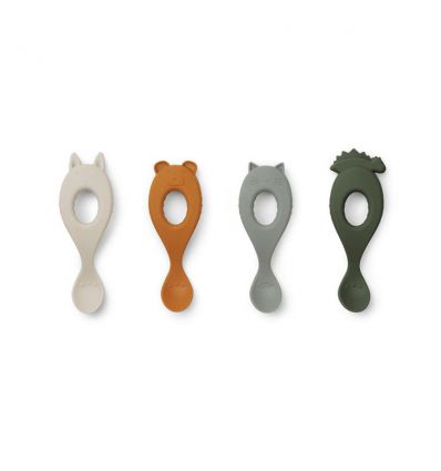 LIEWOOD set 4 cucchiaini in silicone hunter green mix