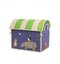 Rice Small Storage House in Raffia- Animals Print 