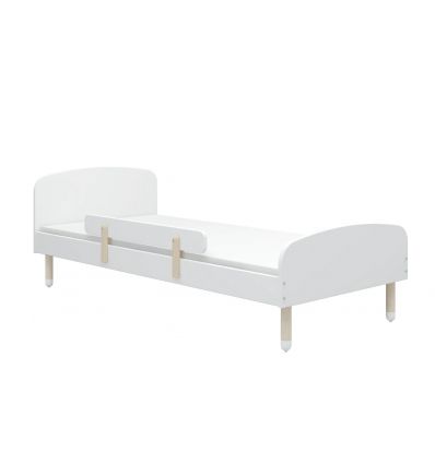 FLEXA Single bed with safety rail DOTS White 