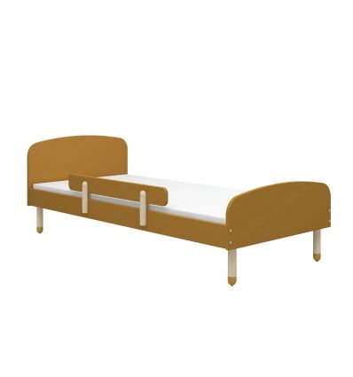 FLEXA Single bed with safety rail DOTS Mustard 